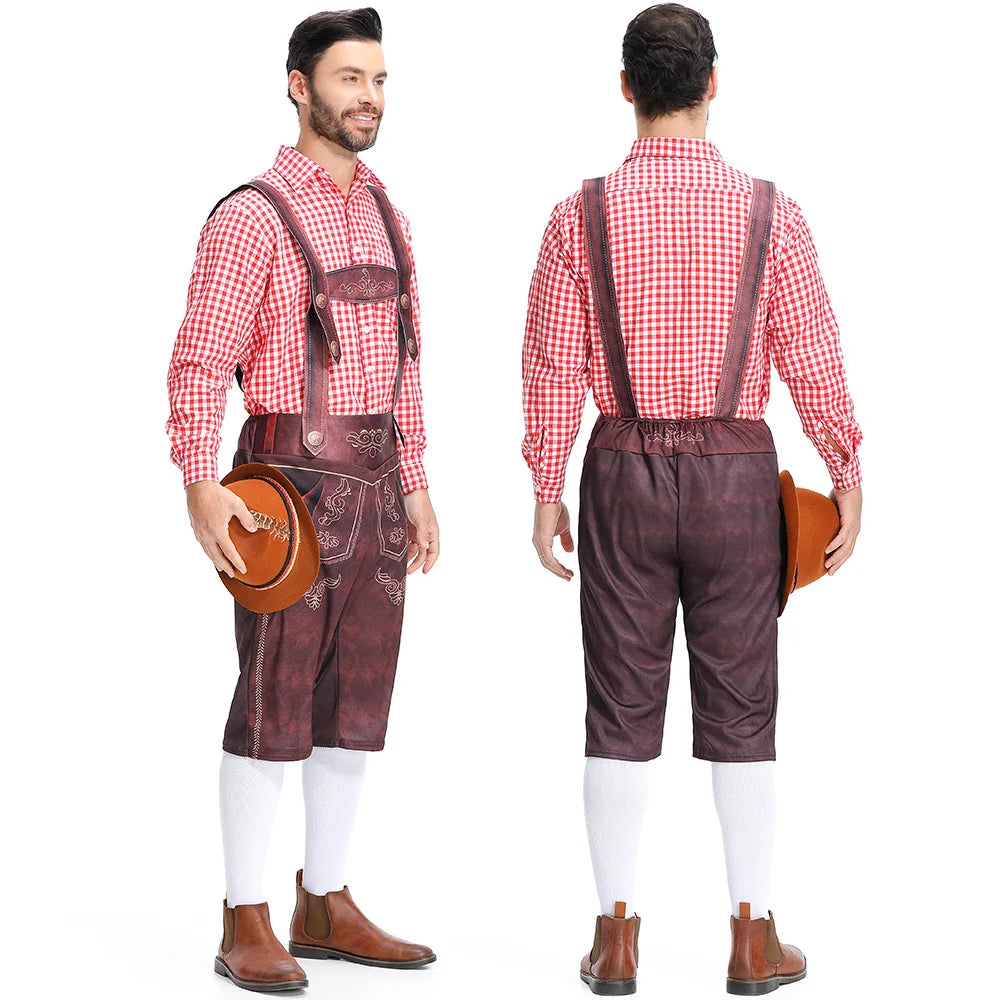 Bayersk Oktoberfest Skjorte og Lederhosen for Herre