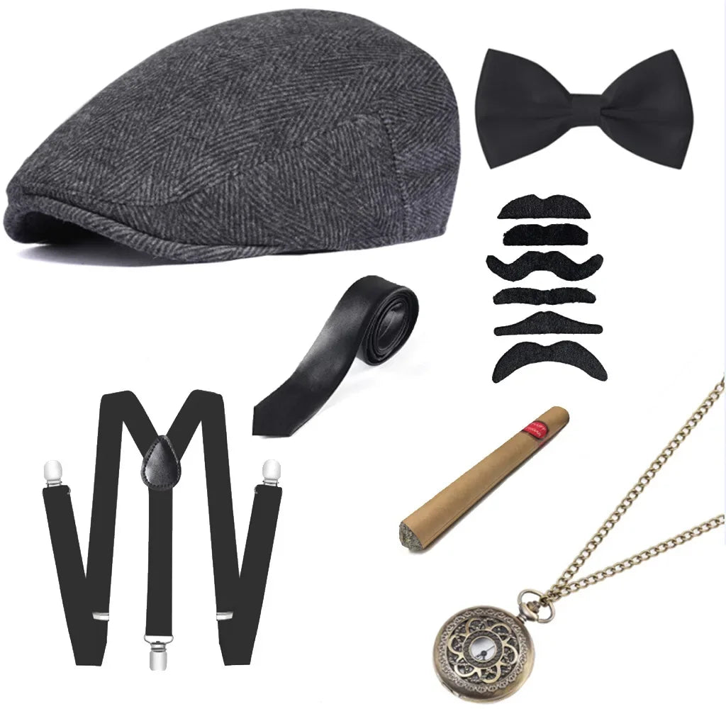 1920-tallet Gangster Tilbehørsett for Menn (Peaky Blinders Stil)