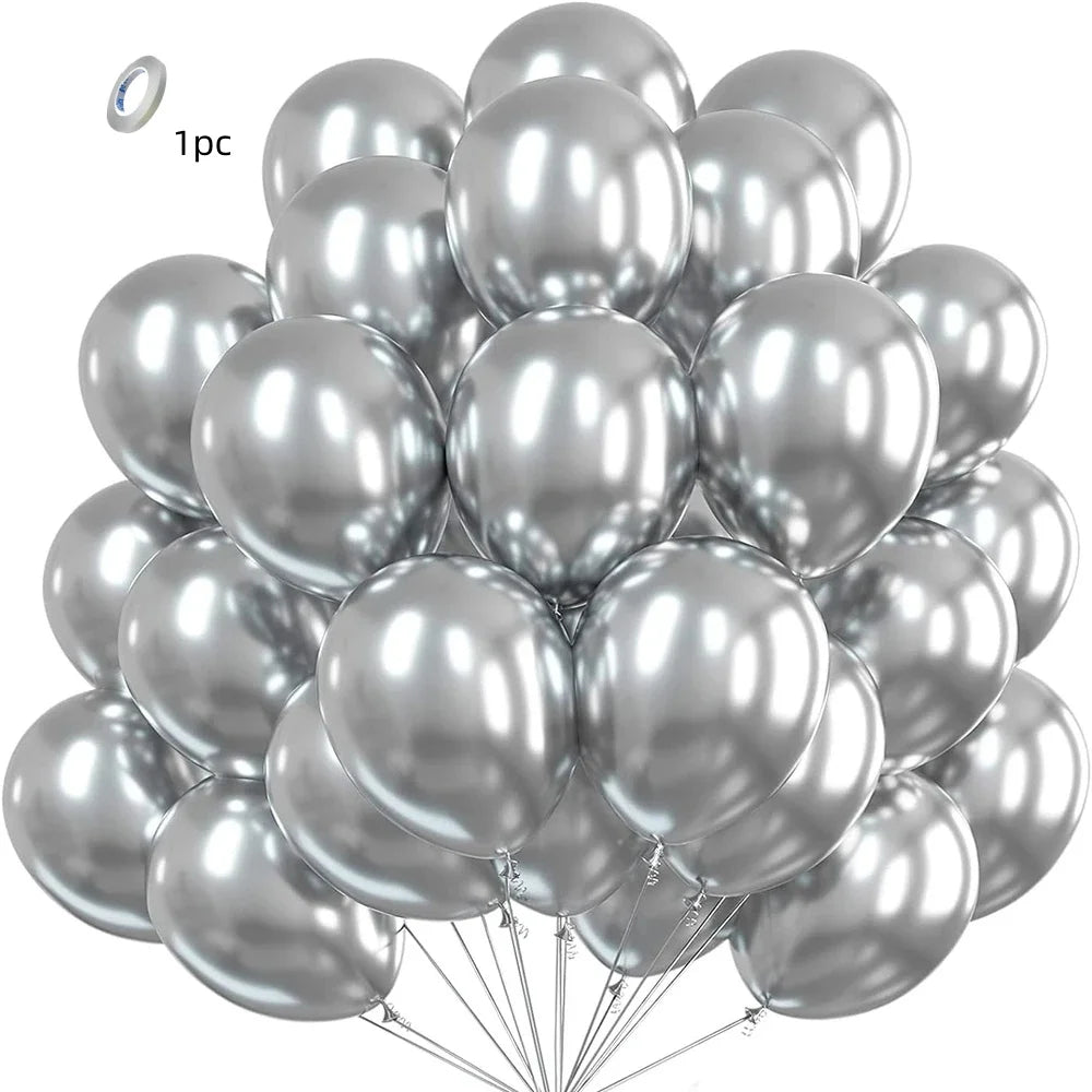 Krom Metalliske Latexballonger – Flerpakning