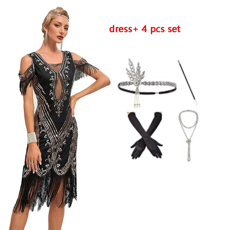 Vintage Flapper Kjole 1920-tallet (Opptil 3XL)