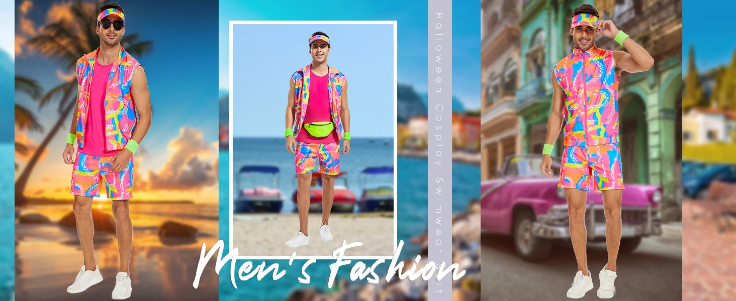 Retro 80s Treningsantrekk Kostyme for Herre