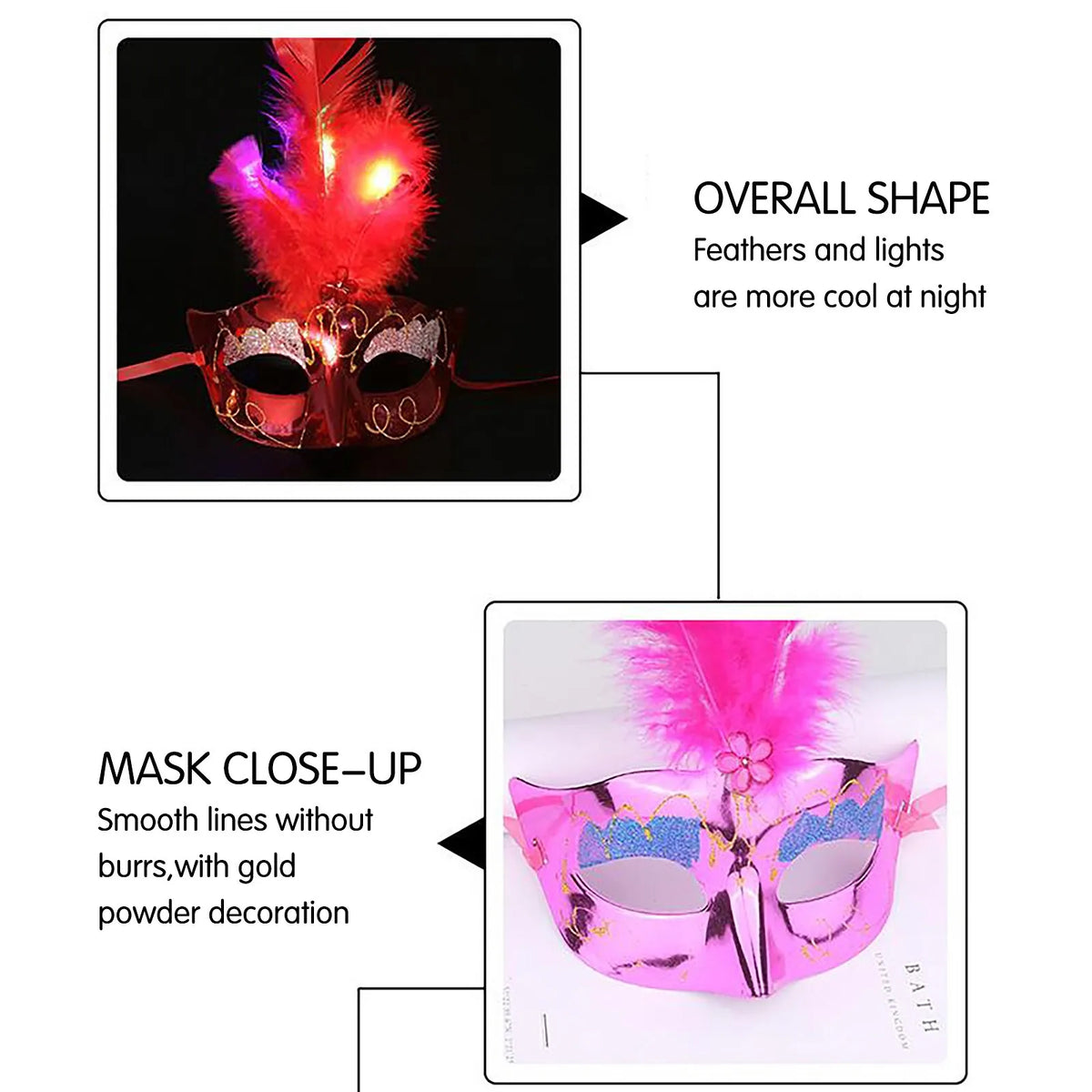 LED-Lysende Fjærmaske til Maskerade