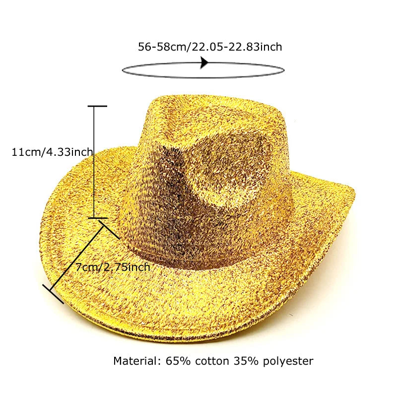 Glitrende Western Cowboyhatt