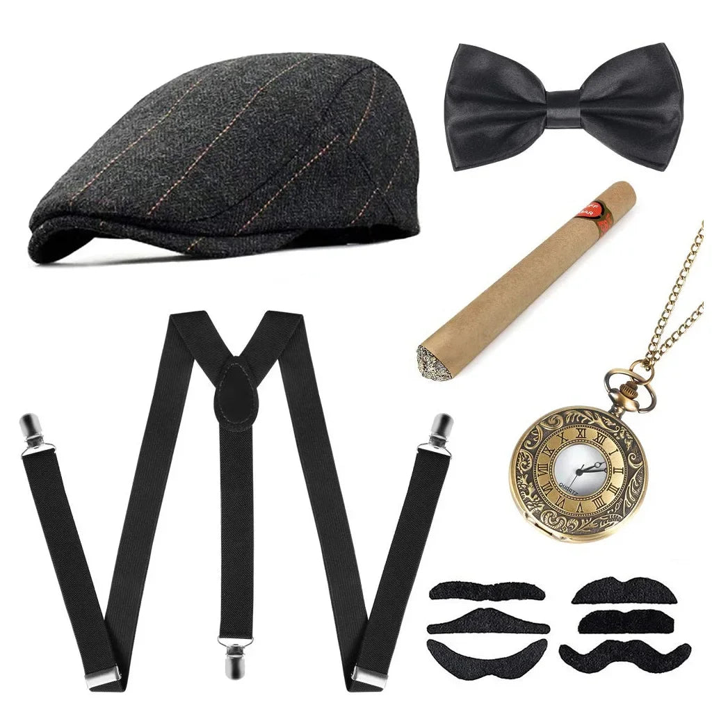 1920-tallet Gangster Tilbehørsett for Menn (Peaky Blinders Stil)