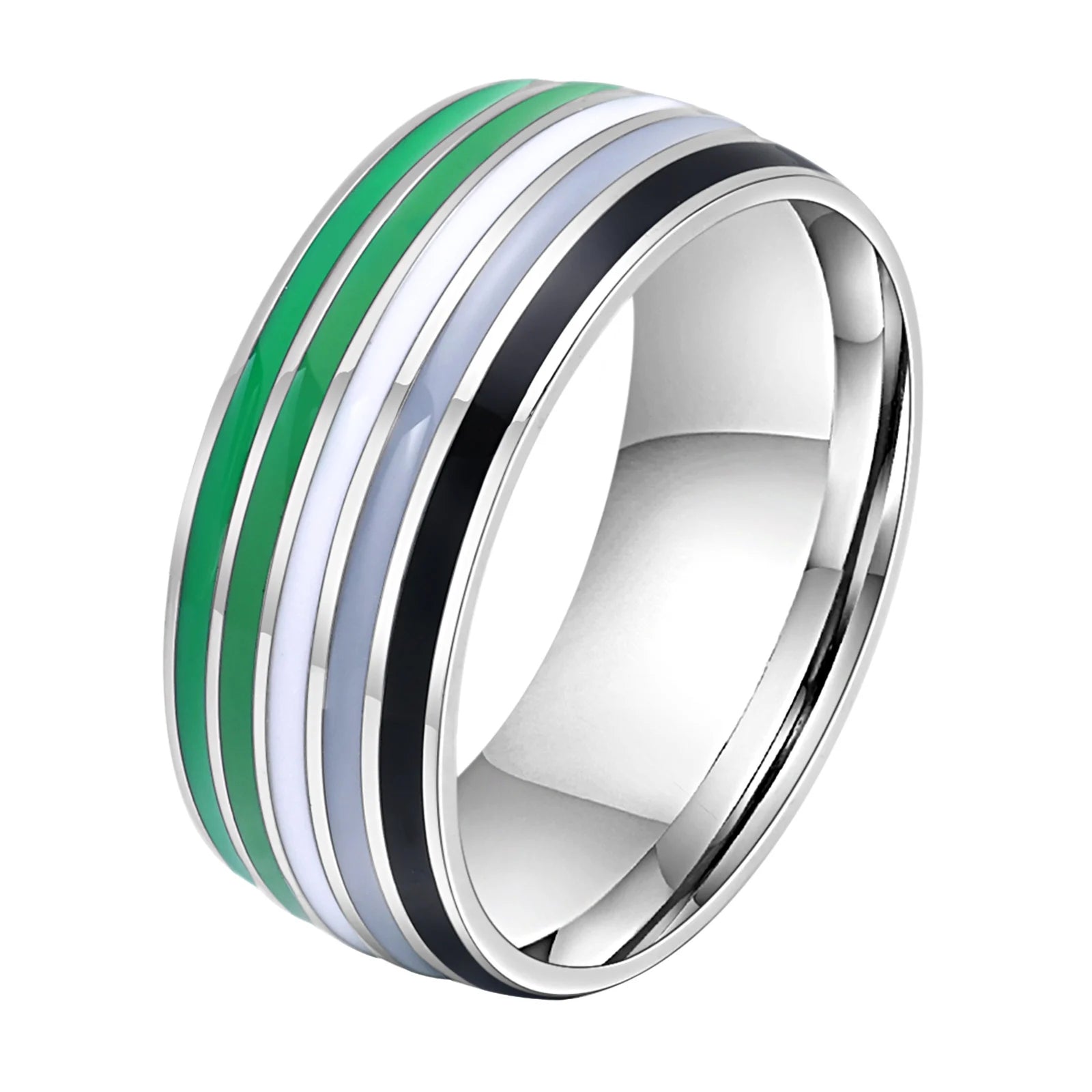 Pride Ring i Rustfritt Stål med Regnbuestripe