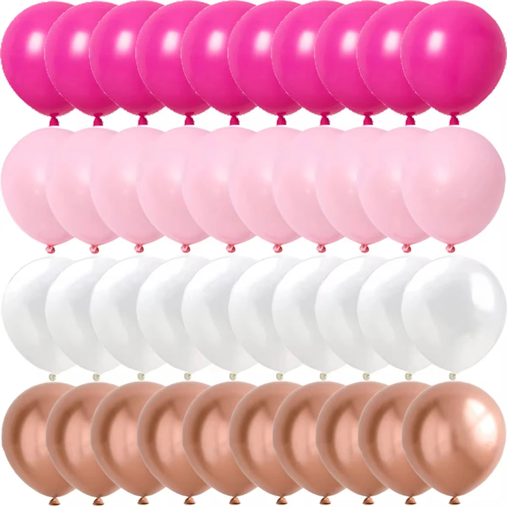 Rose Rosa Metalliske & Konfetti Ballonger