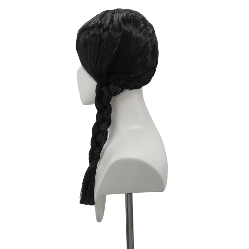 Wednesday Addams Sorte Fletter Parykk