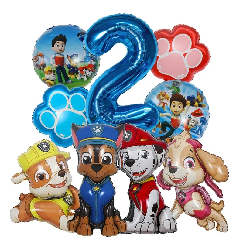 Paw Patrol Folieballonger Sett med Tall – Bursdagspynt for Barn