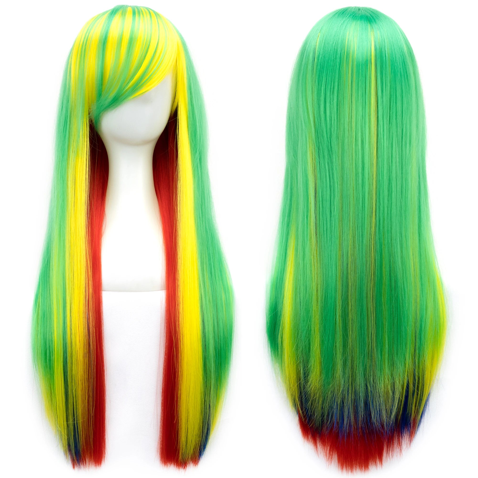 Regnbue Ombré Cosplay-Parykk med Pannelugg (70 cm)