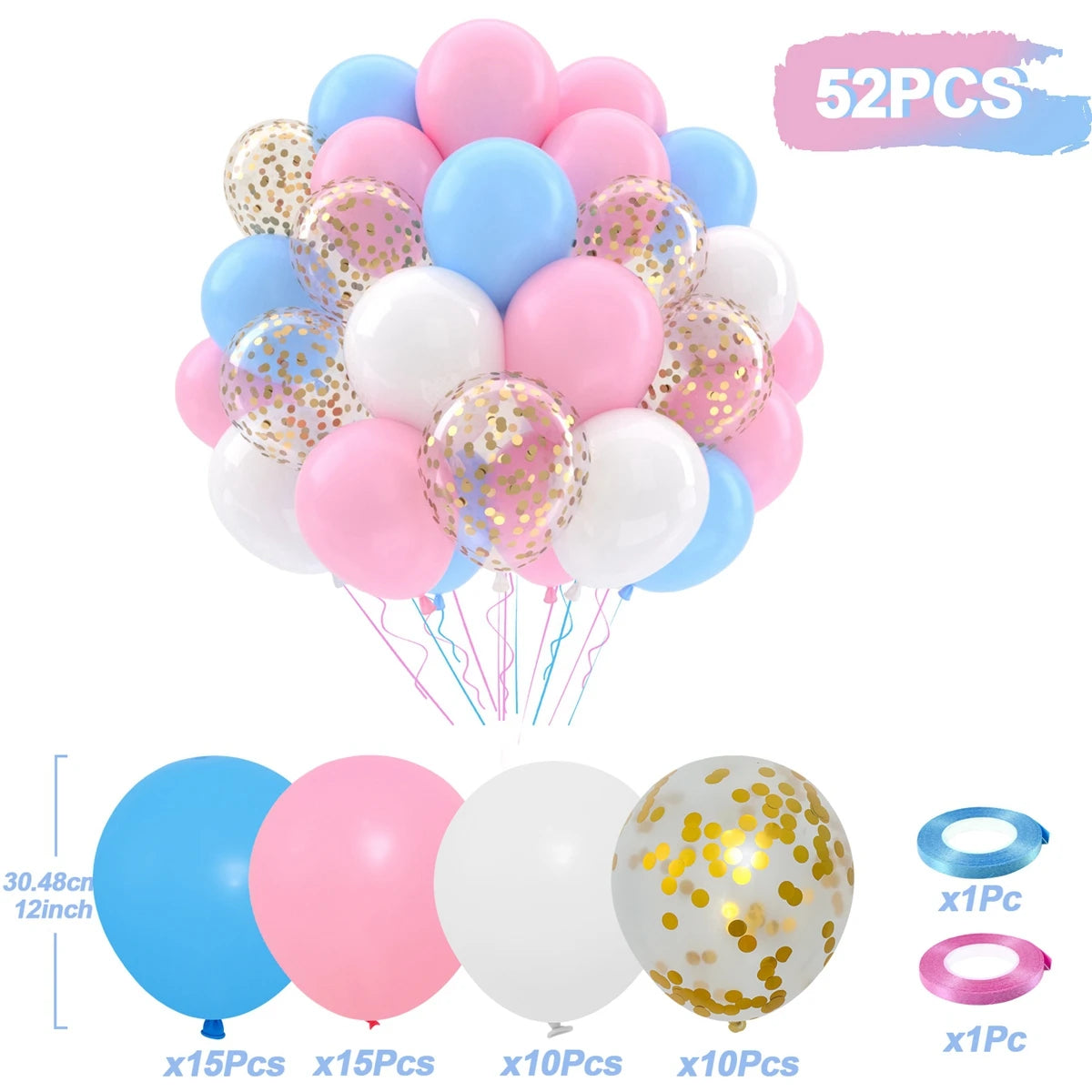 Perlemor & Metallisk Ballongmiks – Flerpakning