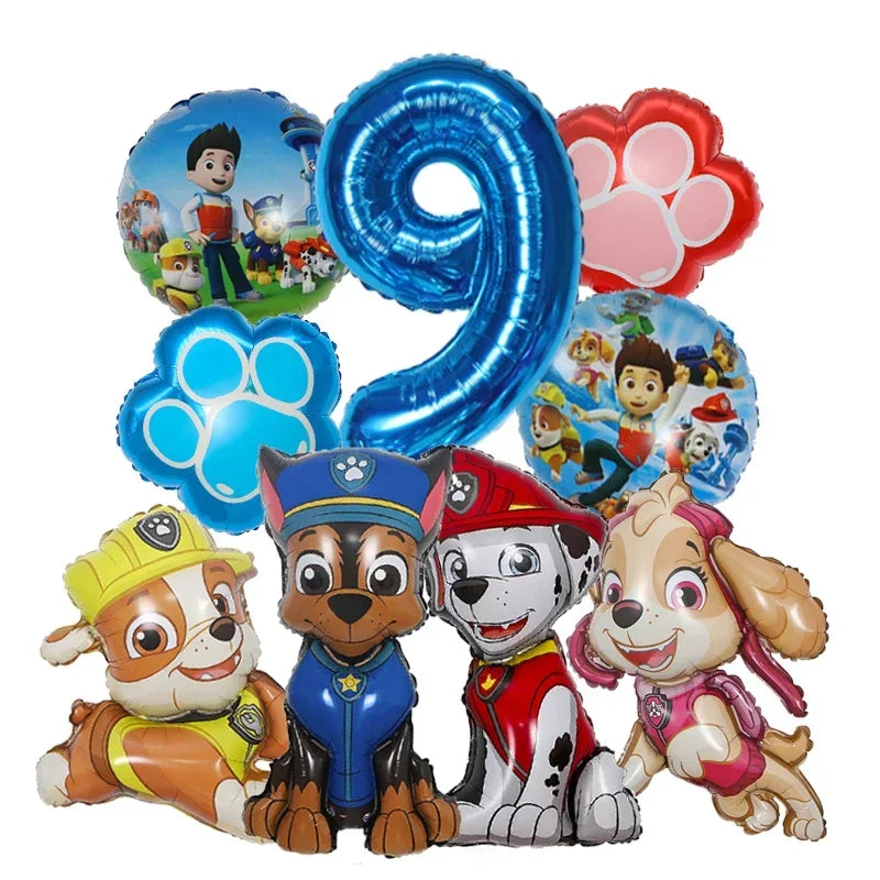 Paw Patrol Folieballonger Sett med Tall – Bursdagspynt for Barn