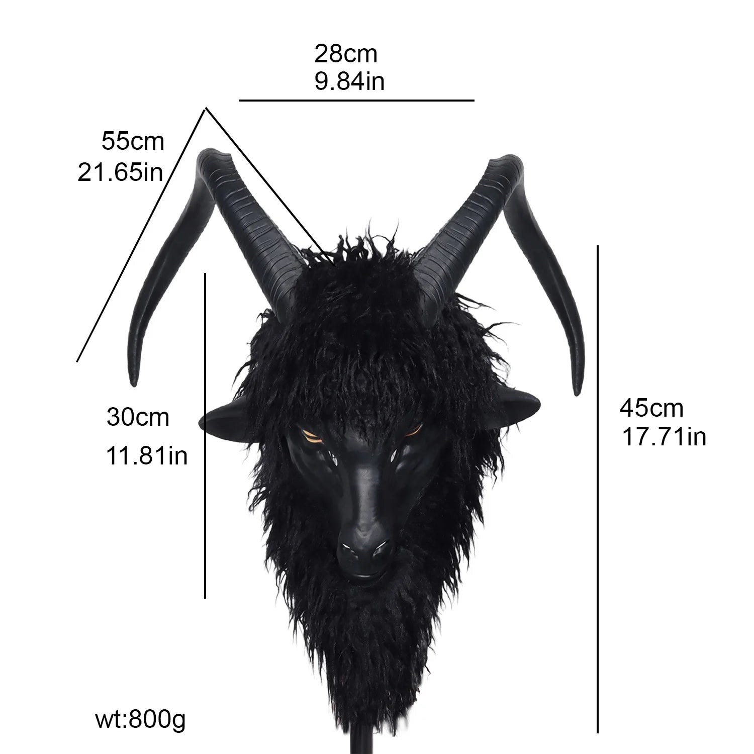 Svart Geit / Black Phillip Lateksmaske med Horn