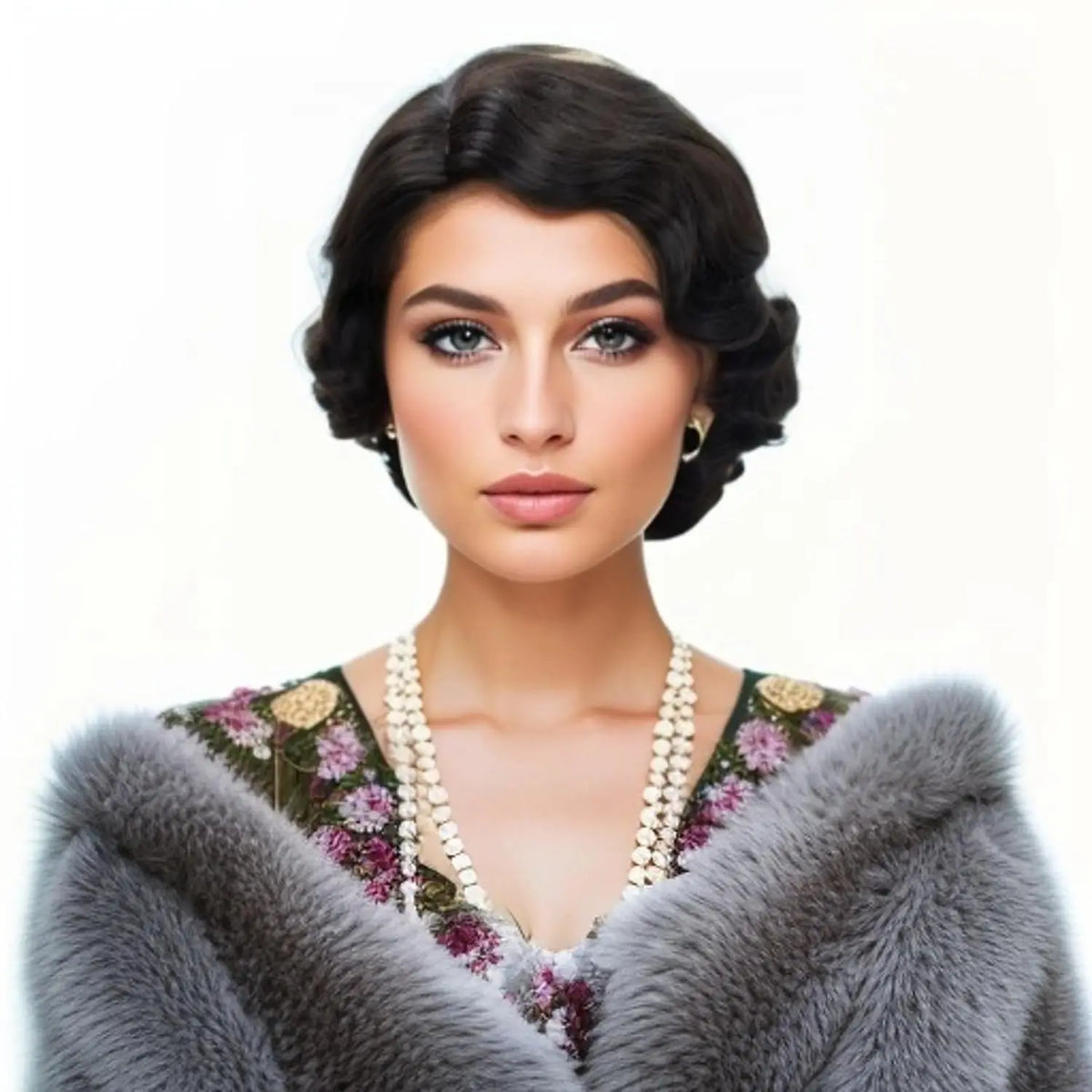 Kort 1920-talls Finger Wave Flapper Parykk