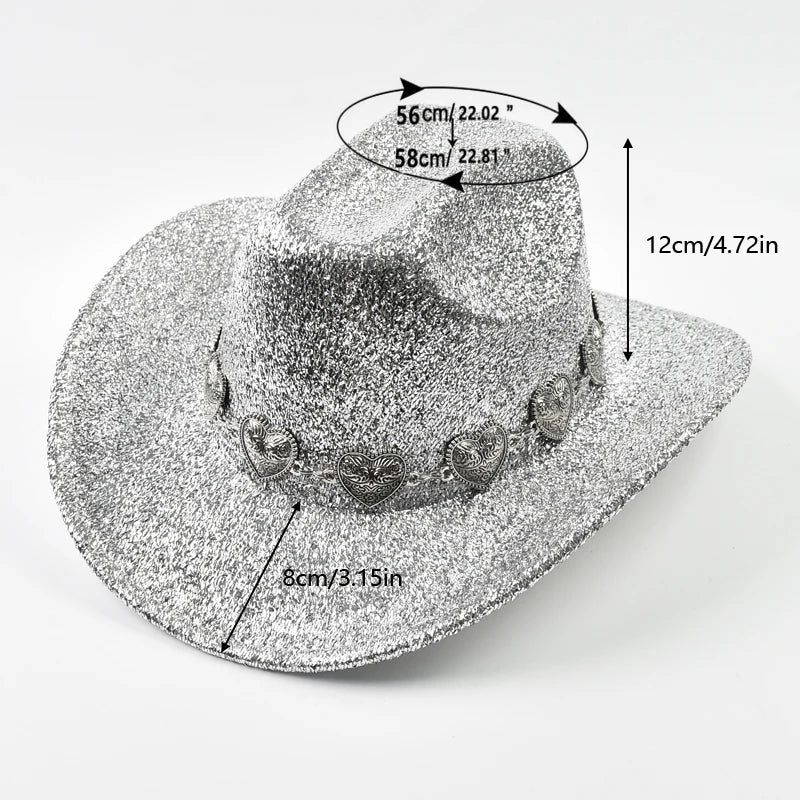 Glitrende Western Cowboyhatt