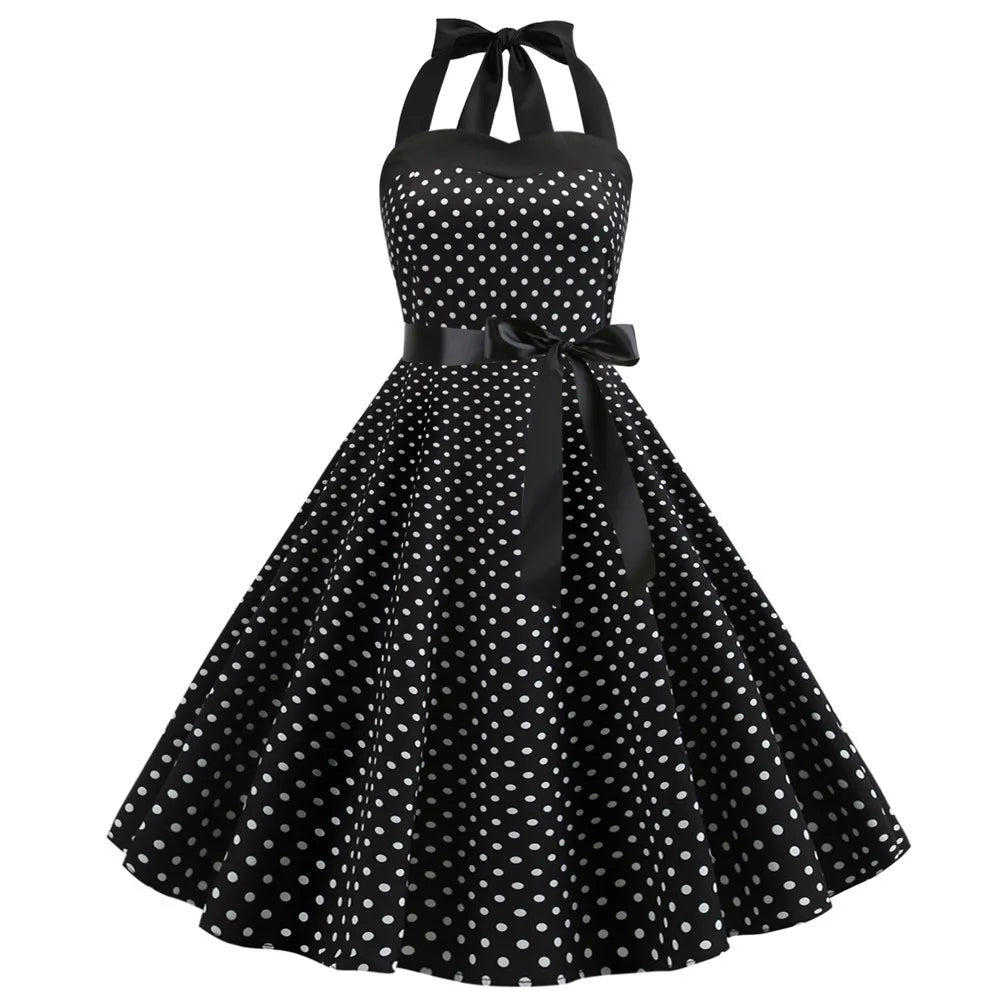 Halterneck Polka Dot Pin-up Kjole