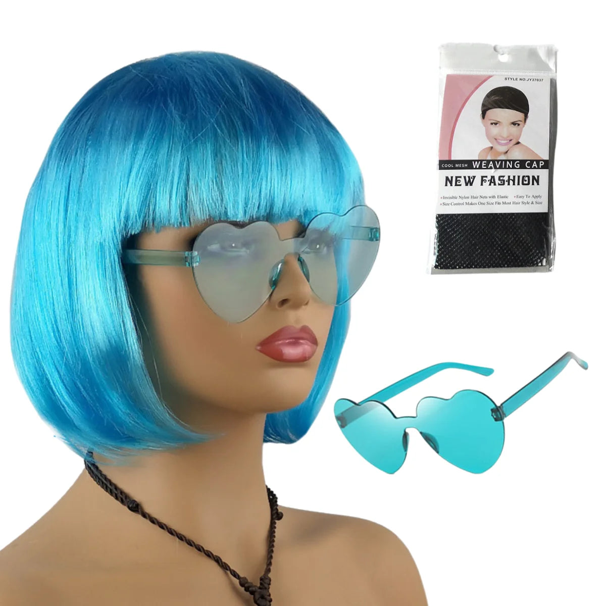 Neon Fargerik Kort Bob-Parykk