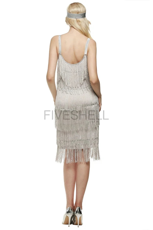 Gatsby Flapper Kjole med Hårbånd og Frynser