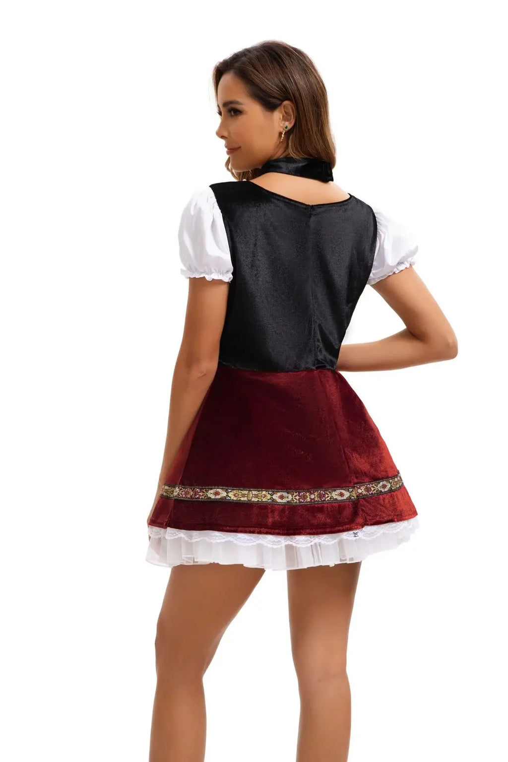 Elegant Vintage Dirndl-kjole med Snøring og Rysjer