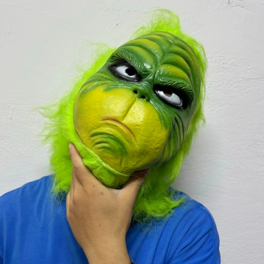 Grønn Monster Lateksmaske (Grinchen-stil)