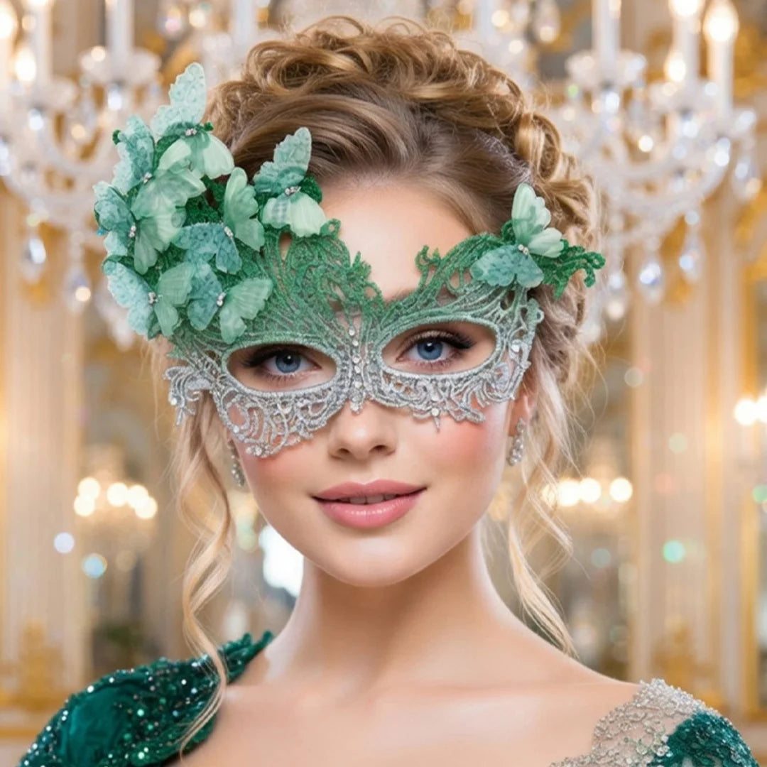 Sommerfugl Blondemaske med Strass