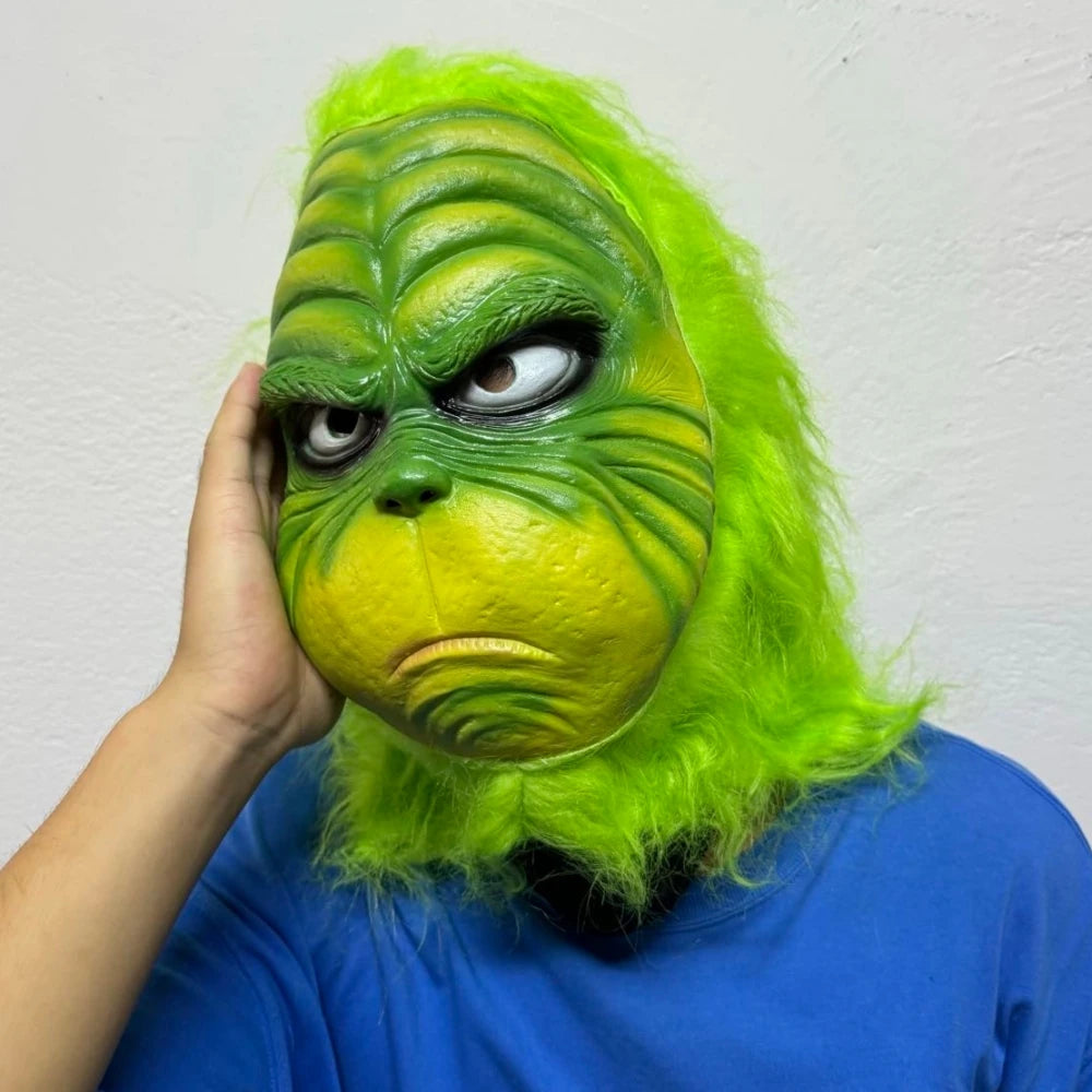 Grønn Monster Lateksmaske (Grinchen-stil)