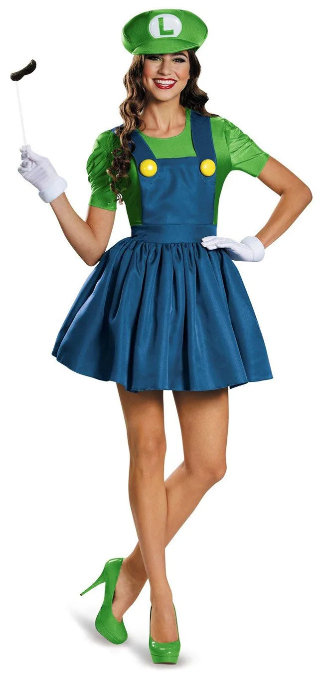 Super Luigi Brothers Skjørt Kostyme med Hatt