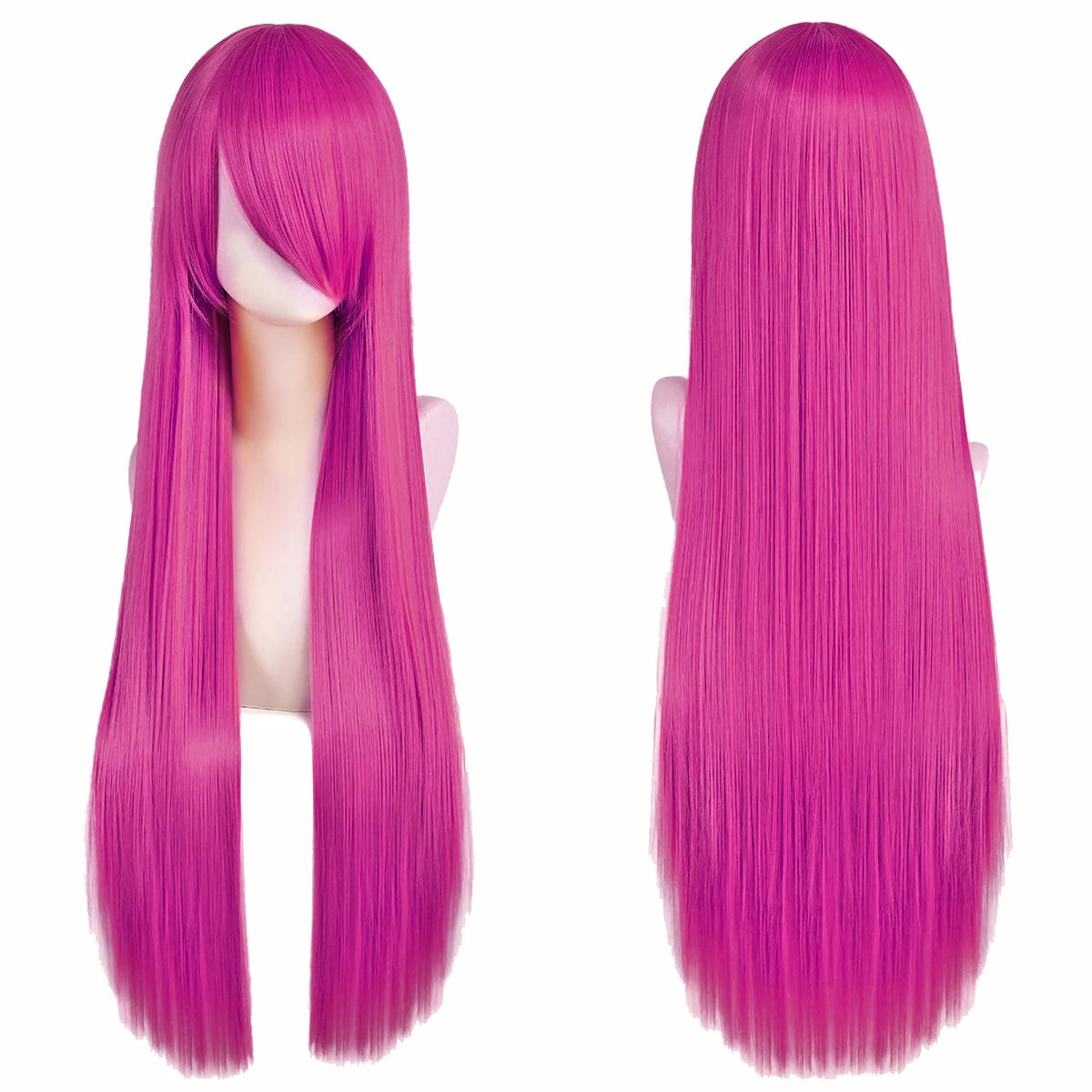 Lang Rett Lolita Cosplay-Parykk med Pannelugg (80 cm)
