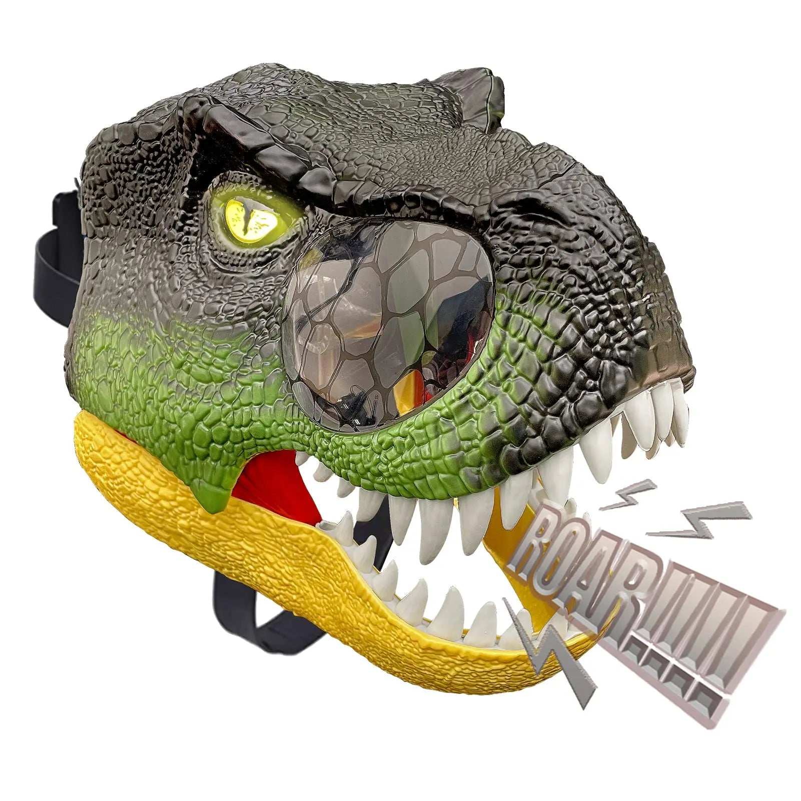 T-Rex Dinosaurus Lateksmaske med LED-øyne og Lyd