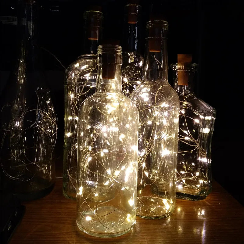 LED-lys til Vinflasker (Flaskelys med Kork 6-pk)