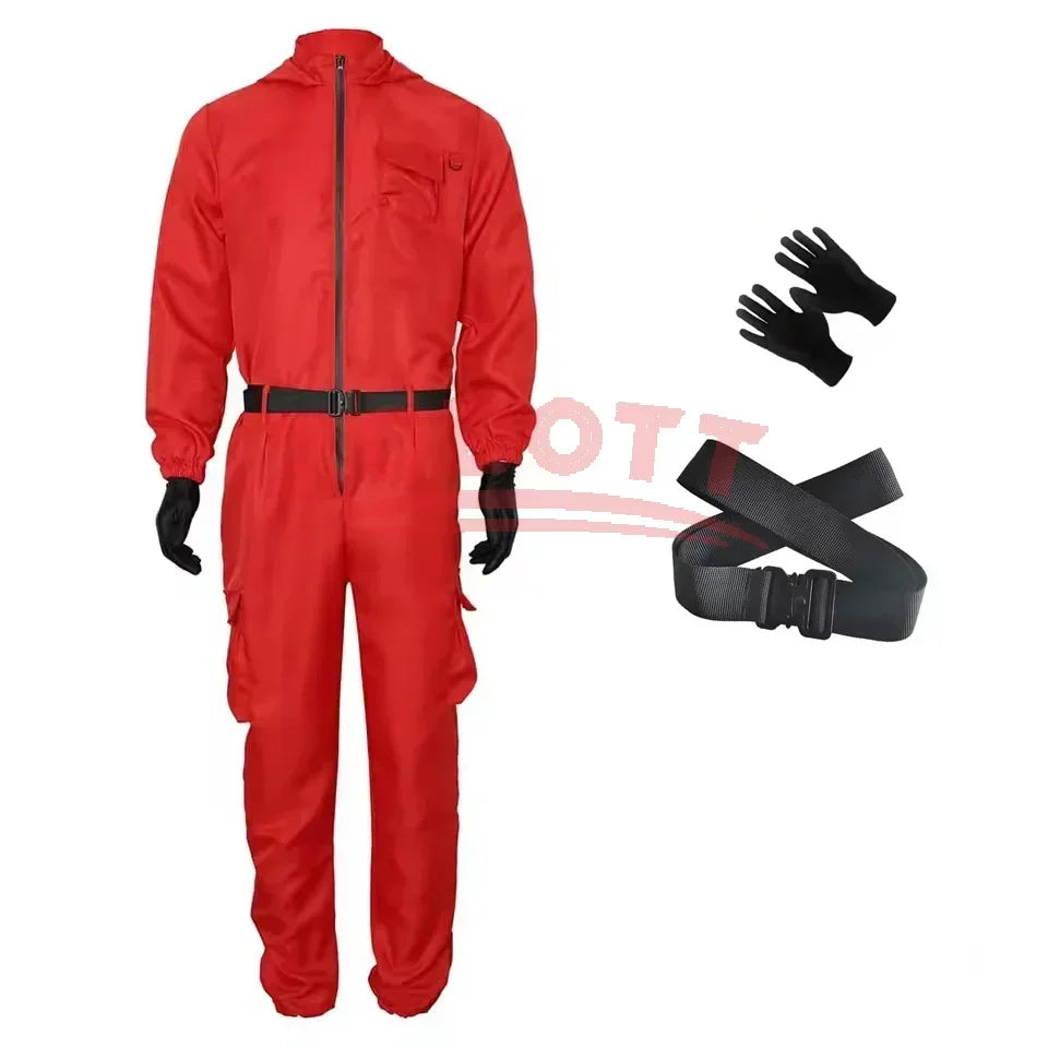 Rosa Jumpsuit Kostymesett med Maske