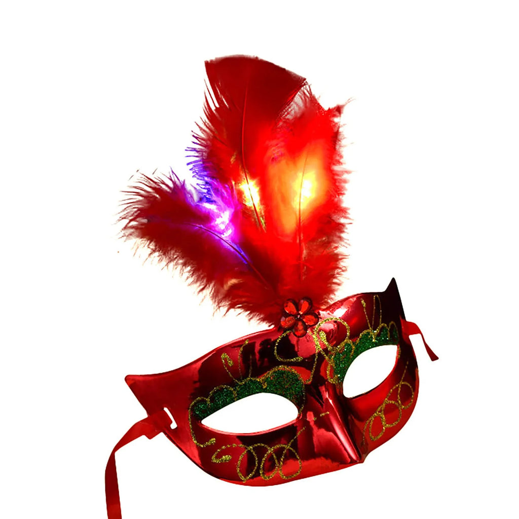 LED-Lysende Fjærmaske til Maskerade
