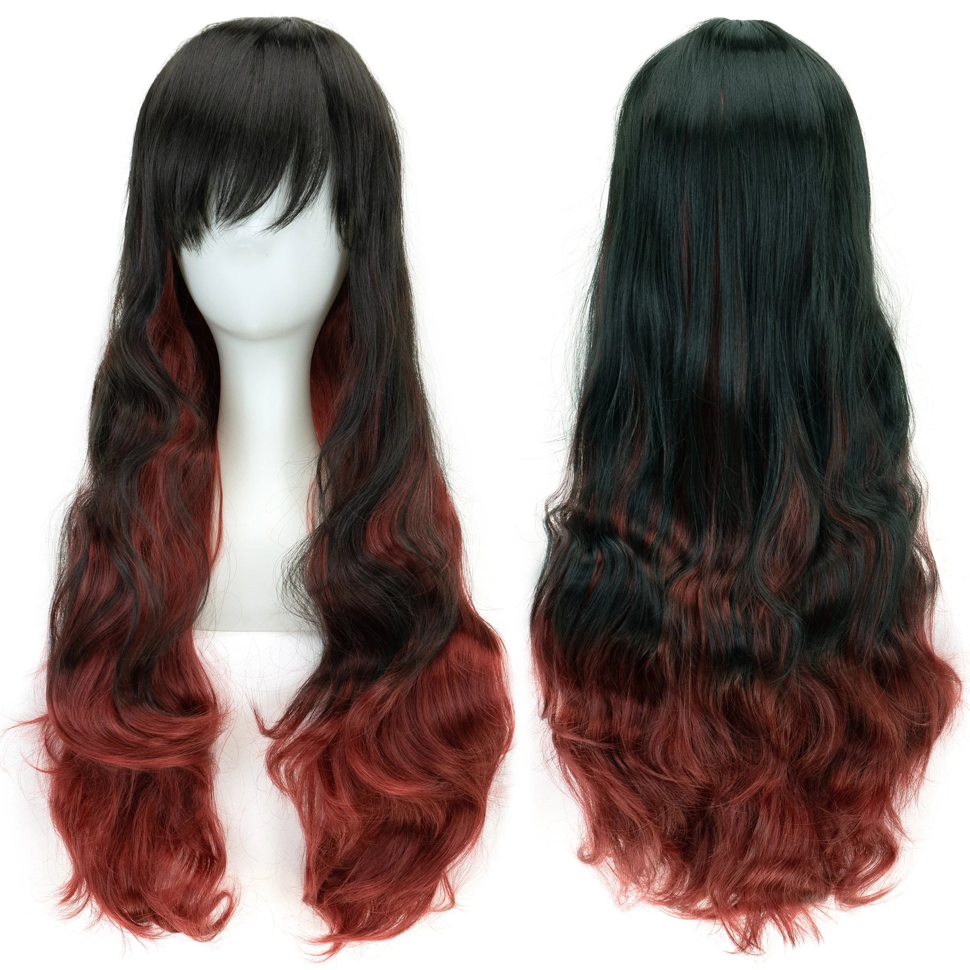 Regnbue Ombré Cosplay-Parykk med Pannelugg (70 cm)