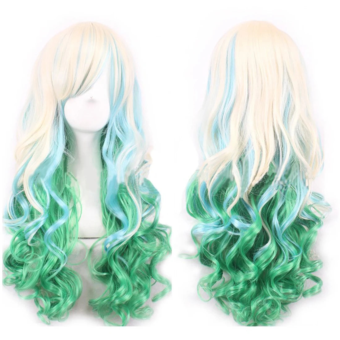 Regnbue Ombré Cosplay-Parykk med Pannelugg (70 cm)
