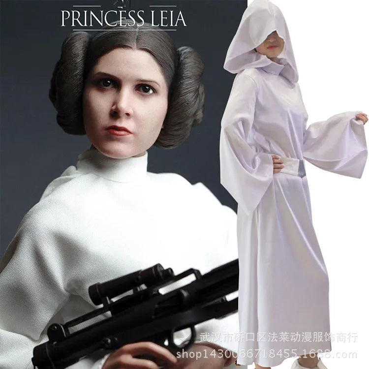 Prinsesse Leia Hvit Kappe Kostyme
