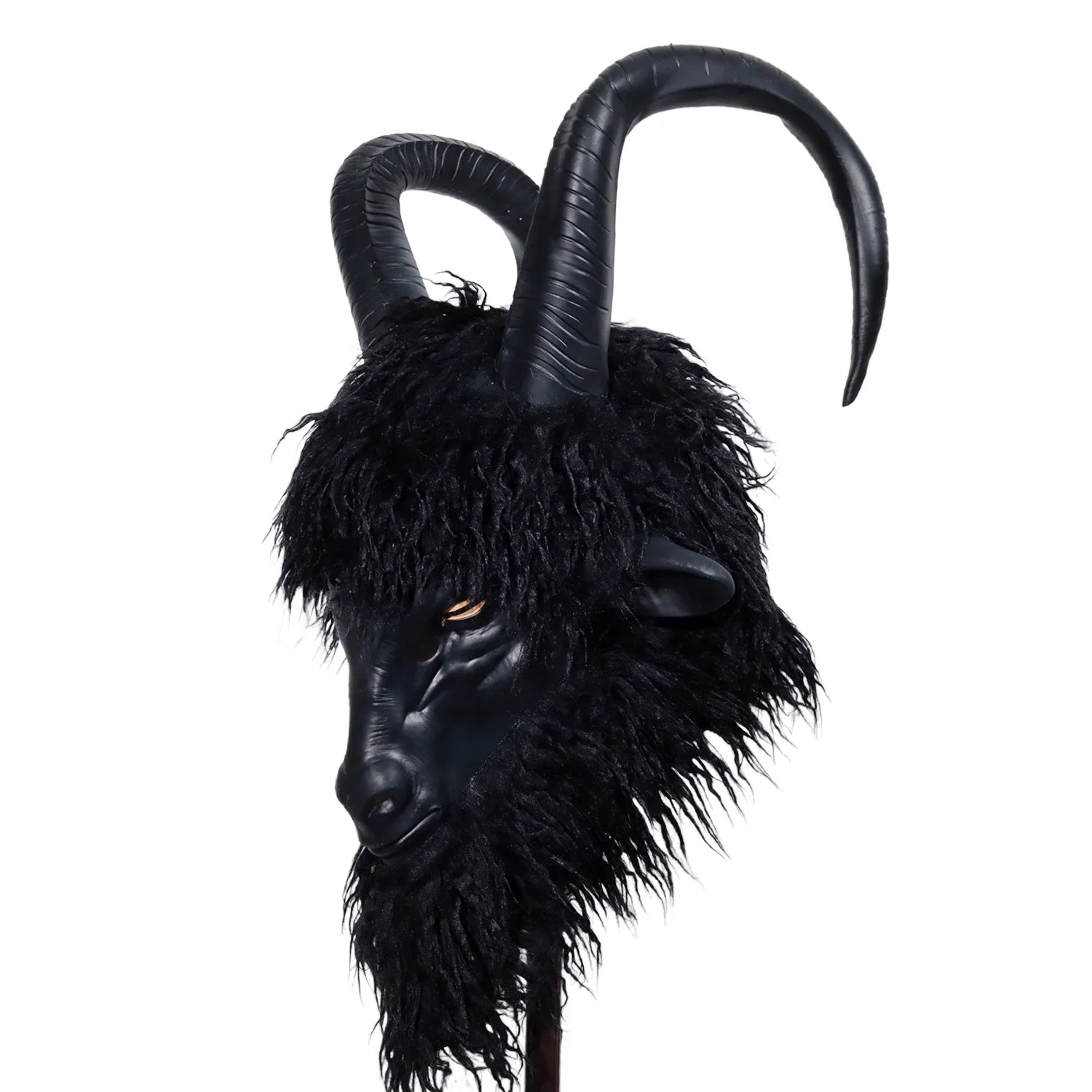 Svart Geit / Black Phillip Lateksmaske med Horn