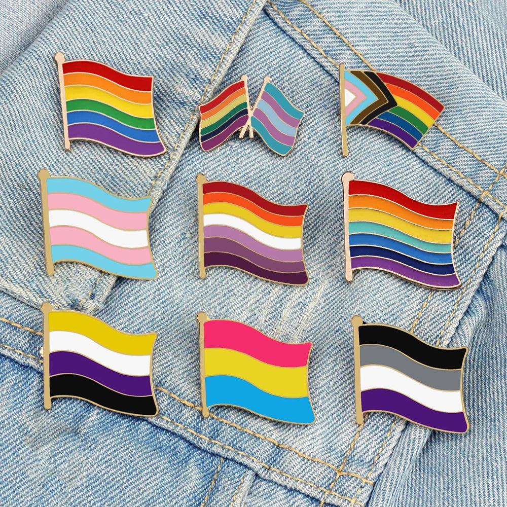 Inkluderende Pride Emaljepin (Progress, Trans, Bi, Asexuell)