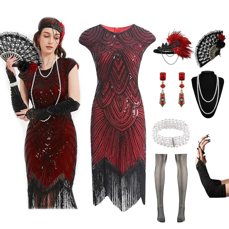 1920-tallet Charleston Flapper Kjolesett