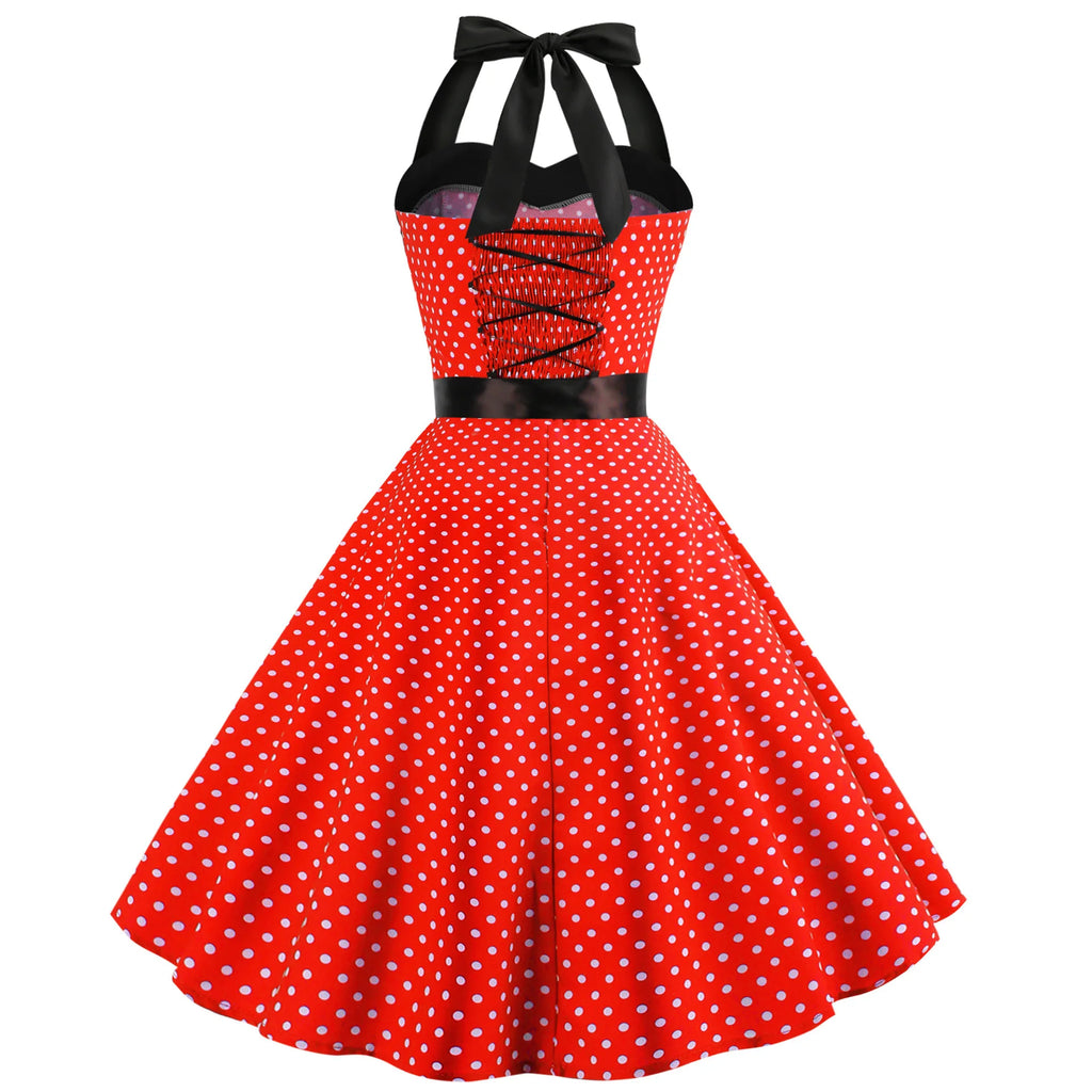 Halterneck Polka Dot Pin-up Kjole