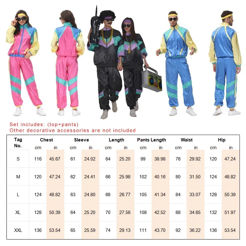 Klassisk 80s & 90s Shell Suit Kostyme for Herre