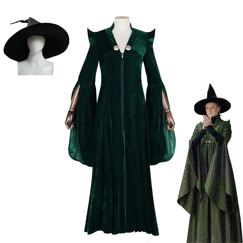 Professor McGonagall Grønn Kappe Kostyme