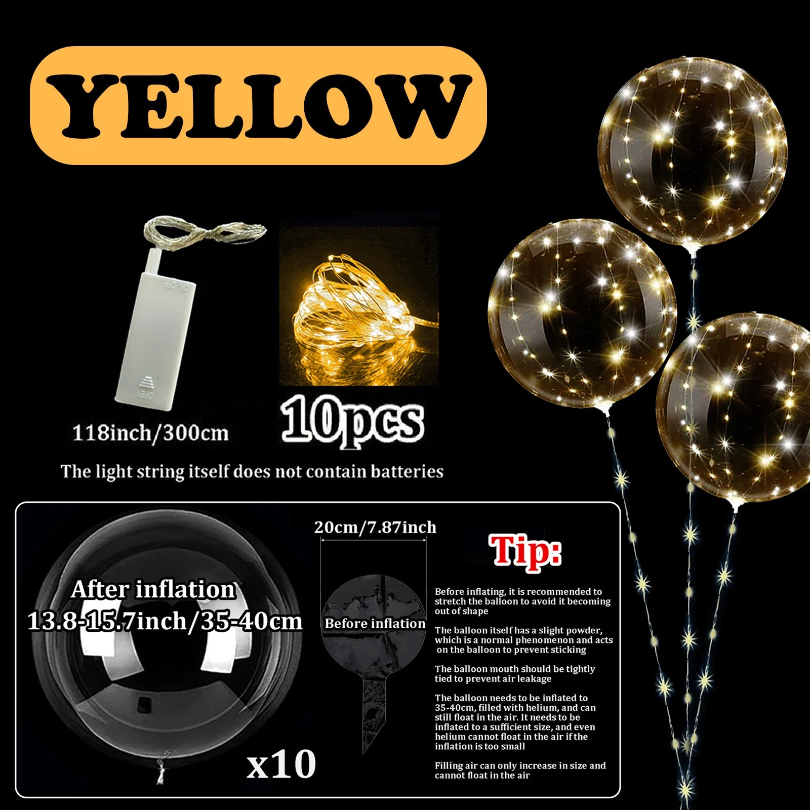 LED Bobo-ballonger med Lys (10-pk)