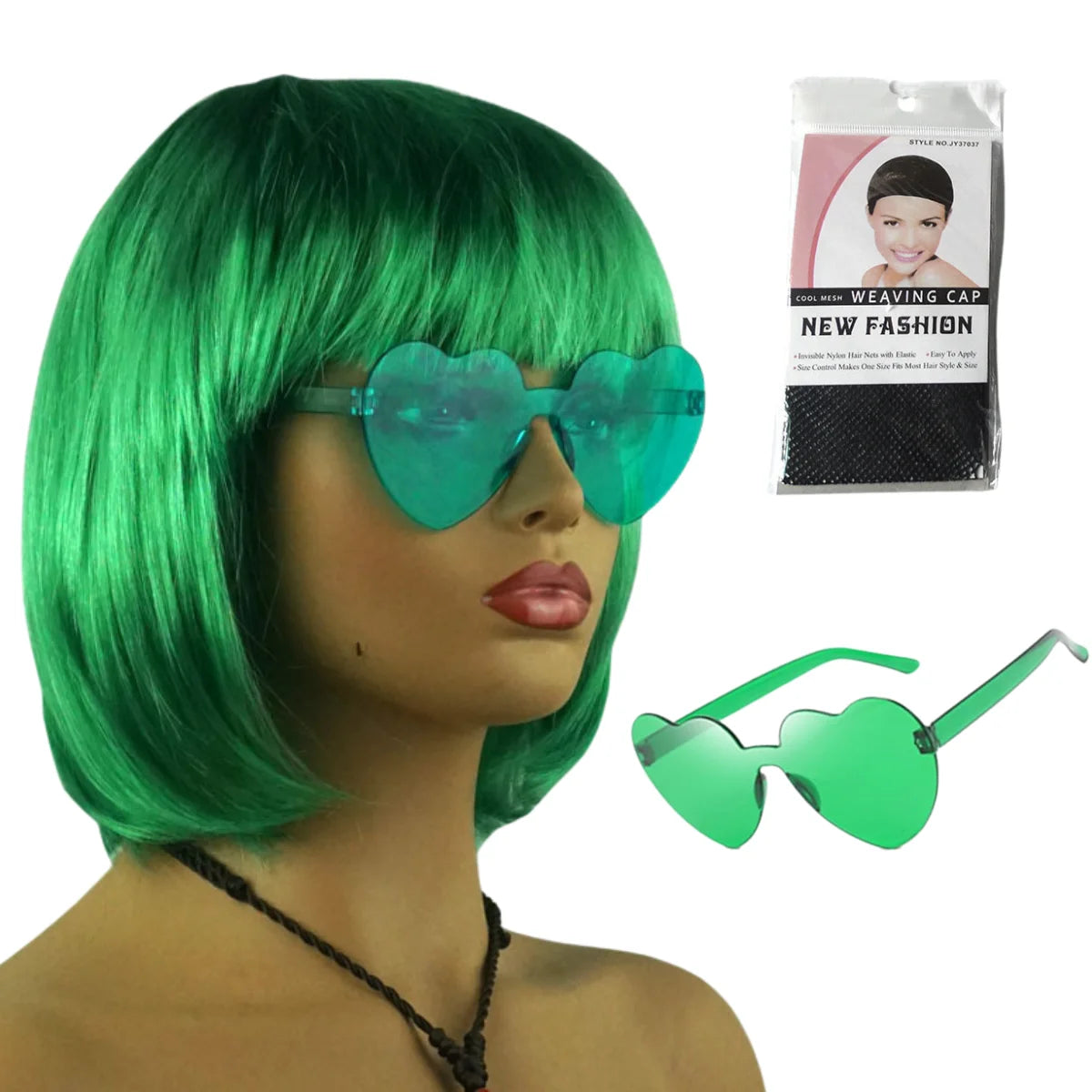 Neon Fargerik Kort Bob-Parykk