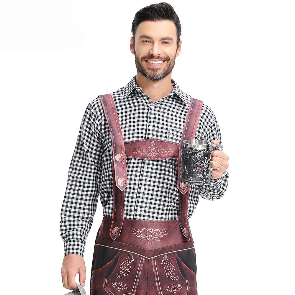 Bayersk Oktoberfest Skjorte og Lederhosen for Herre
