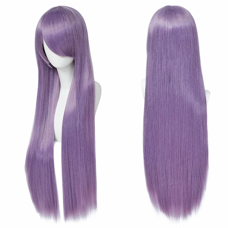 Lang Rett Lolita Cosplay-Parykk med Pannelugg (80 cm)