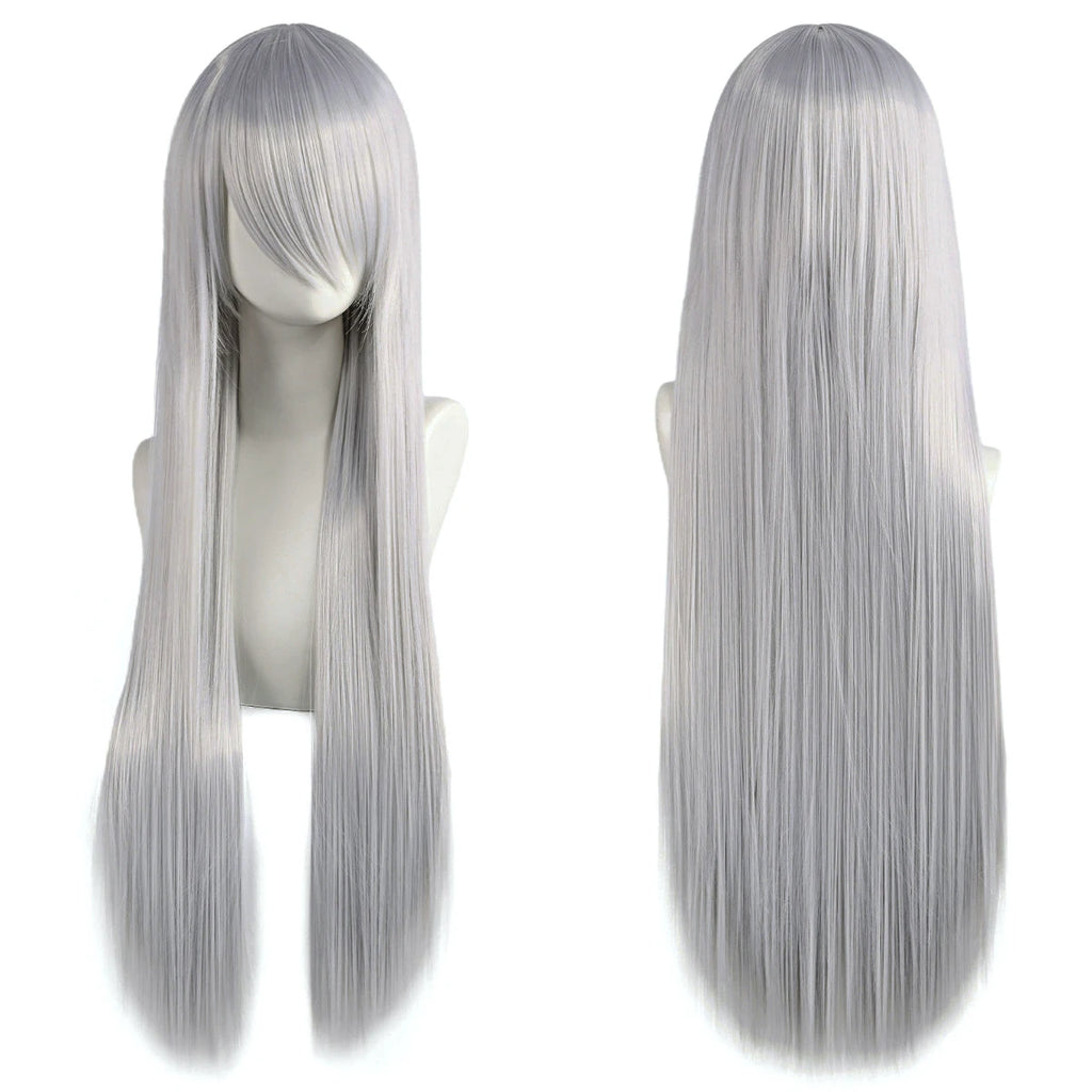 Lang Rett Lolita Cosplay-Parykk med Pannelugg (80 cm)