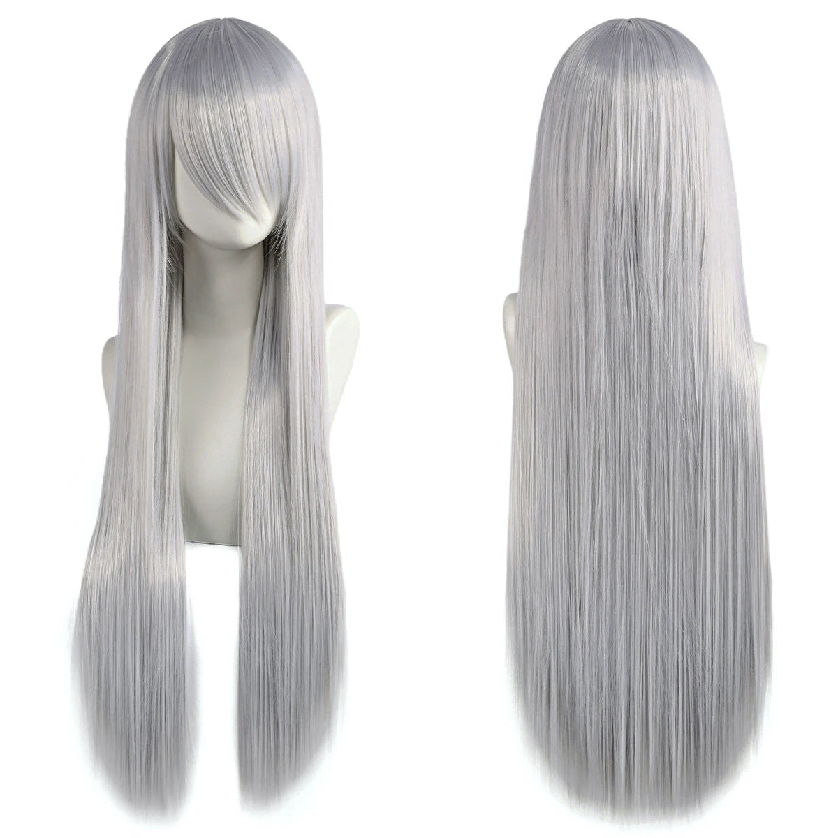 Lang Rett Lolita Cosplay-Parykk med Pannelugg (80 cm)