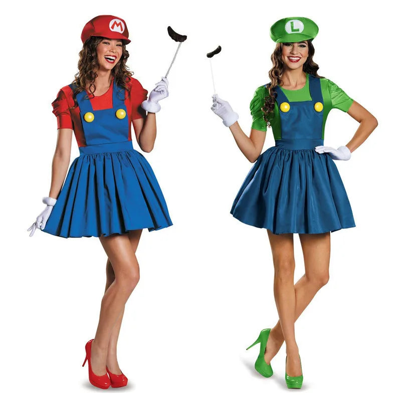 Super Luigi Brothers Skjørt Kostyme med Hatt
