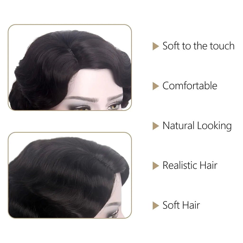 Kort 1920-talls Finger Wave Flapper Parykk