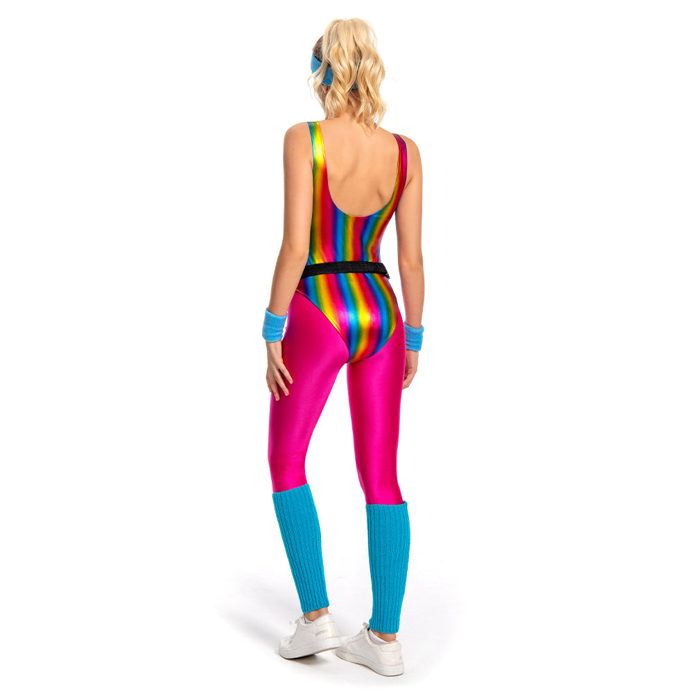 80s Neon Patchwork Retro Dress / Jumpsuit for Voksne