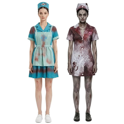 Blodig Zombie Sykepleier Halloween Kostyme